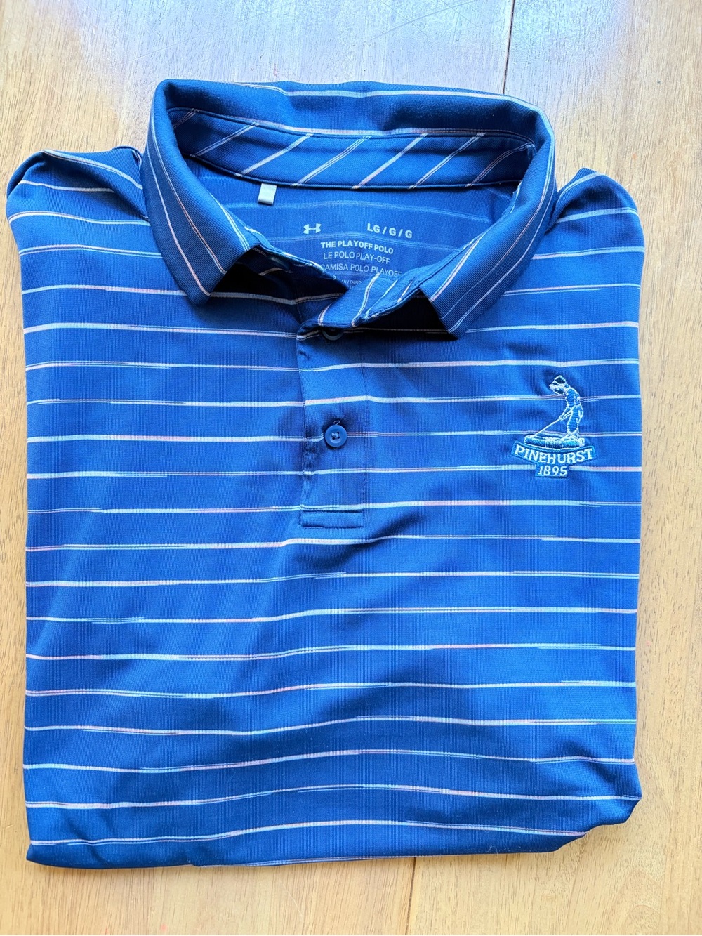 Under Armour Blue Striped Pinehurst Polo
